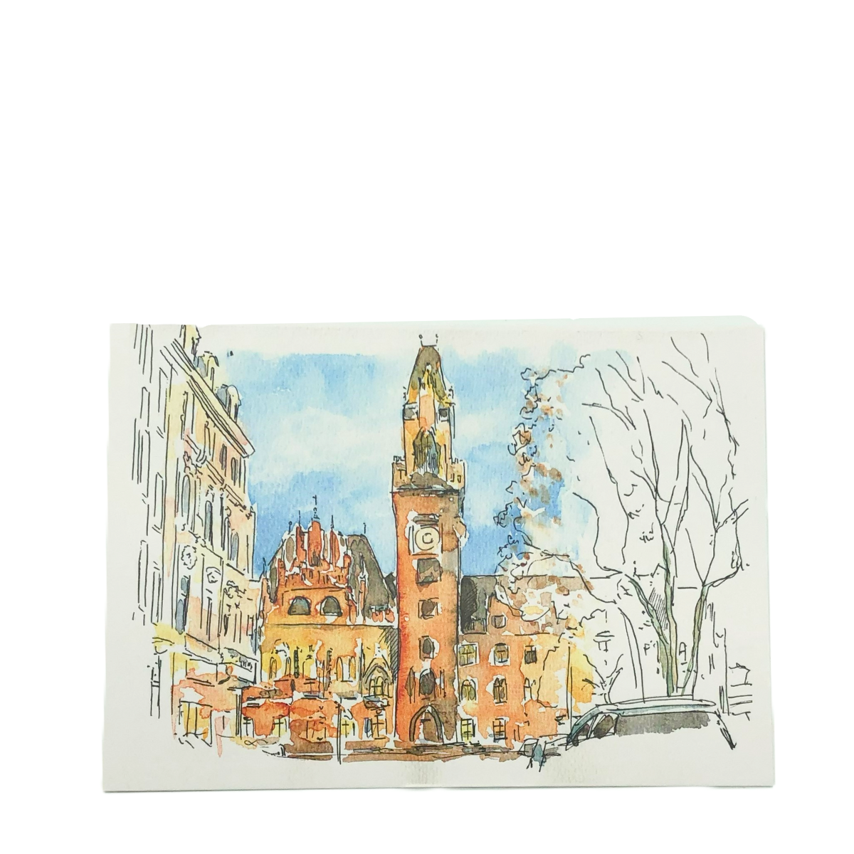 Aquarell Postkarte Rathaus St.Johann