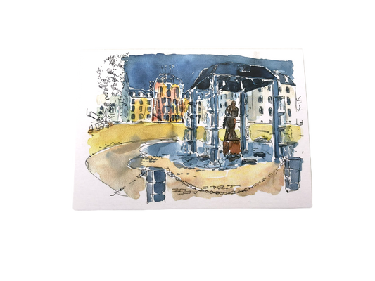 Aquarell Postkarte Saarbrücker Schloss